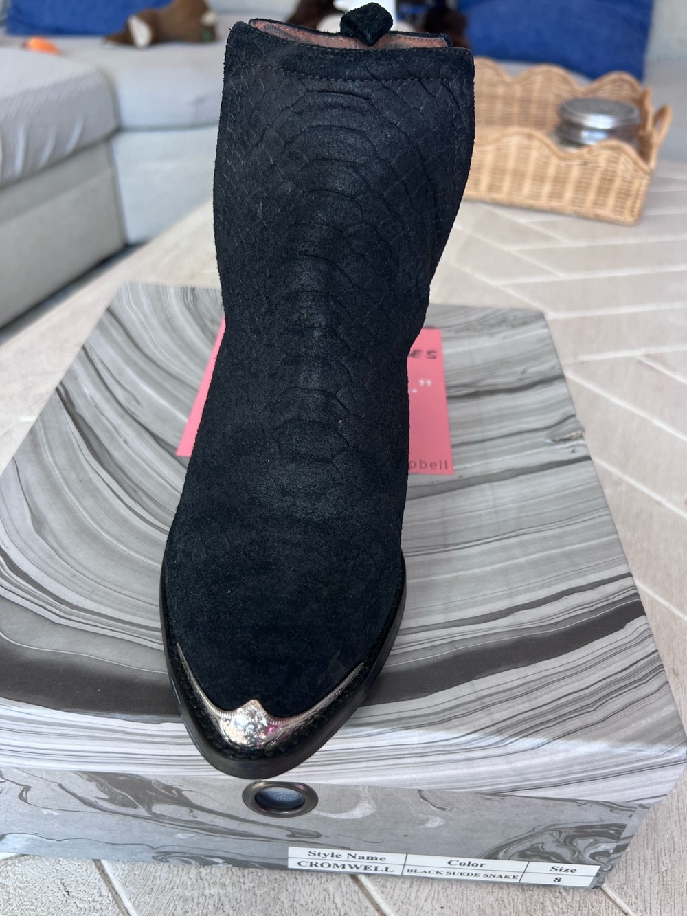 Jeffrey Campbell Cromwell bootie black suede snake size 8 - Picture 6 of 16